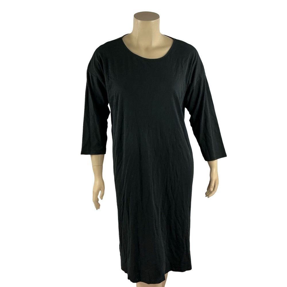 Eileen Fisher Black Knit Midi Dress Size XL